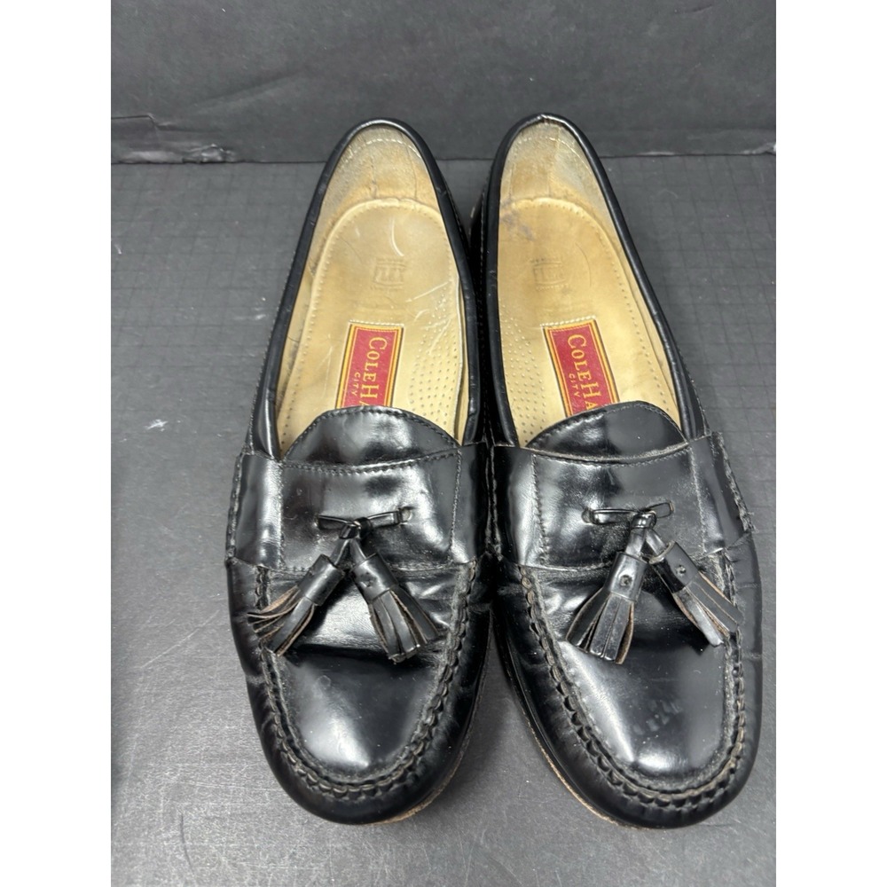 Cole Haan Mens Tassel Loafers‎ Sz 9.5 D Black Leather Classic Casual Dress Shoes - Picture 3 of 10